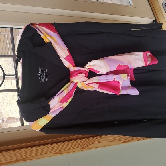 Vince Camuto 70"x17" Multicolored Bold Pink and Yellow 100% Silk Scarf - Picture 2 of 7